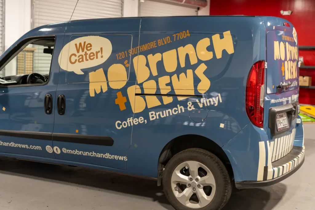 Vehicle Wrap Houston: How Mo’ Brunch & Brews Transformed Their Van Into a Mobile Marketing Machine 13 vinyl wrap near me houston brunch mo